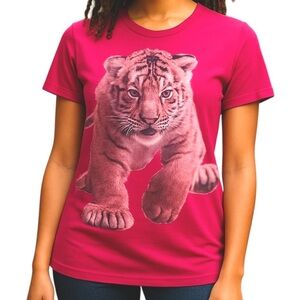 Bitter Sweet Hot Pink Short Sleeve Lion Cub Graphic T Shirt Girls Size Medium